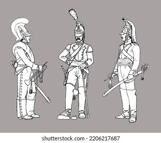 German Trumpeters During The Napoleon War. Napoleon Bonaparte And His Wars. Historical Drawing.