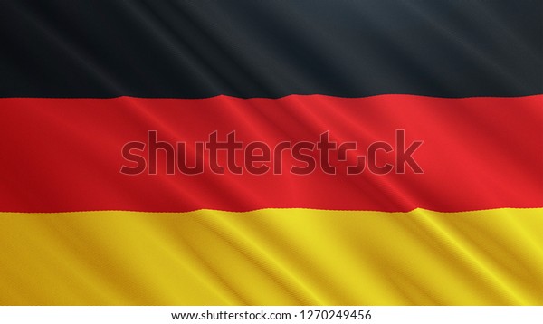 ドイツ ドイツ国旗がなびく3dイラスト 布地3dレンダリングでのドイツ