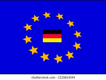Germany Flag In The 12 Stars Of The European Union