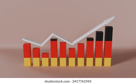 Germany Flag Bar Chart Graph Increasing Values on Pastel Color Background