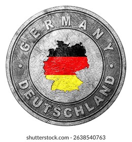 Germany Flag Button with Map, Coin Style