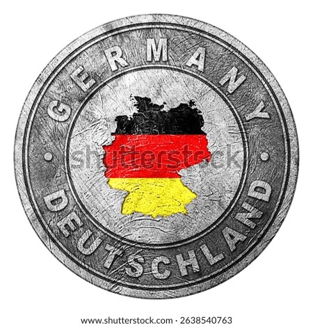 Germany Flag Button with Map, Coin Style