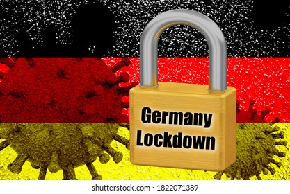 Germany Flag In Lockdown For COVID-19 Virus. 3D Illustration