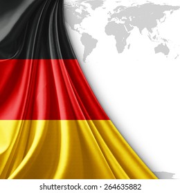 Germany Flag And World Map Background