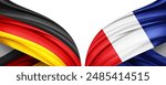 Germany and France flag of silk-3D illustration