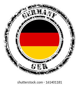 Germany Grunge Flag On Button Stamp