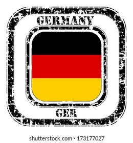 Germany Grunge Flag On Button Stamp 