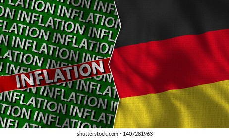 Germany And Inflation Flag Together - 3D Illustration Fabric Texture