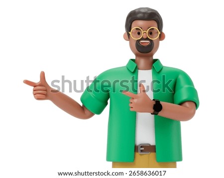 The gesture of pointing to one side, It can be used to direct attention to something or someone, or to introduce a topic or idea. 3D rendering, conceptual image. Isolated on white background.