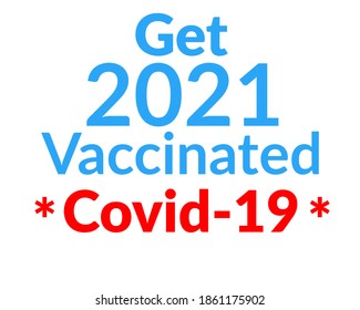 Covid-geimpfte Nachricht einzeln auf weißem Hintergrund erhalten