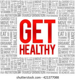 Get Healthy Word Cloud Background, Health Concept