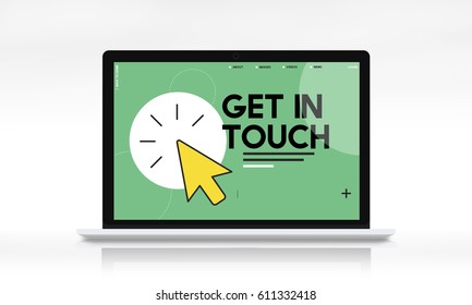 Get In Touch Word With Mouse Cursor Icon