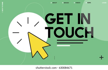 Get In Touch Word With Mouse Cursor Icon