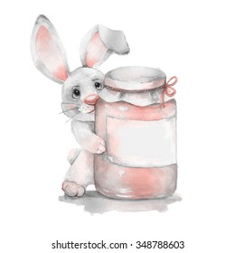 Get Well Soon 2. Watercolor Card With Rabbit