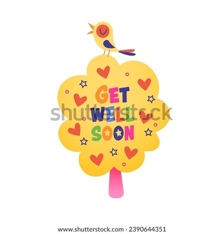 get well soon vector design white background 