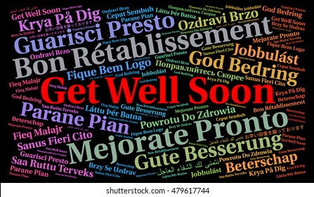 Get well soon word cloud in different languages