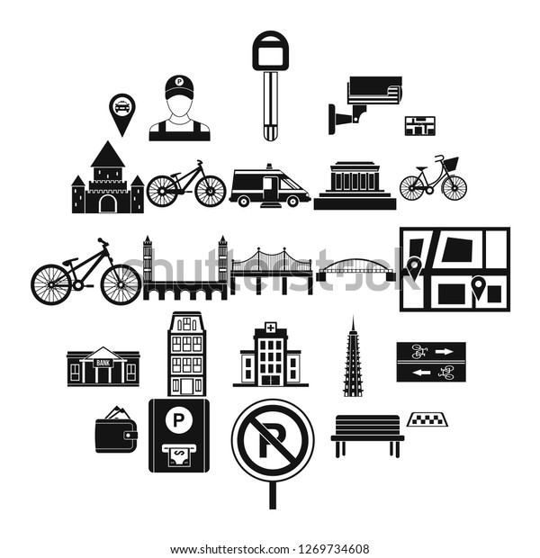 Getting around\
the city icons set. Simple set of 25 getting around the city icons\
for web isolated on white\
background