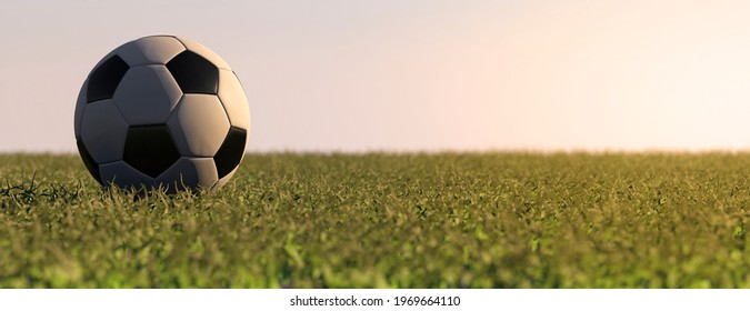 GFootball On A Grass Pitch Close Up At Sunset Concept 4d Render