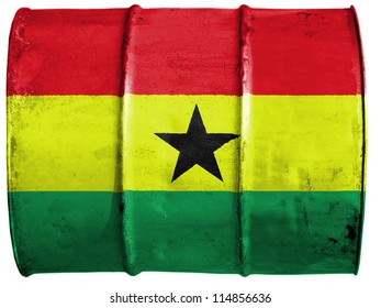 The Ghana Flag Painted On  Oil Barrel