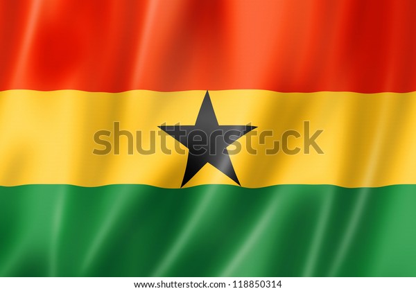 Ghana flag,\
three dimensional render, satin\
texture