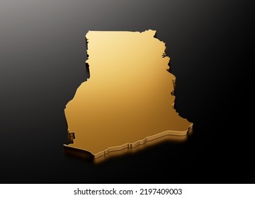 Ghana Gold Stone Map On Black Background 3d Illustration