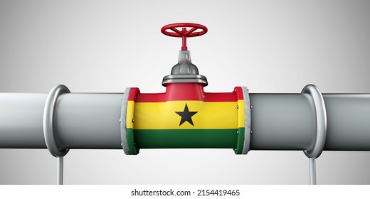 Ghana Oil And Gas Fuel Pipeline. Oil Industry Concept. 3D Rendering
