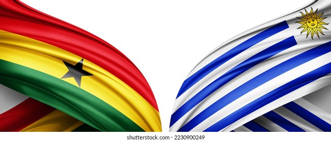 Ghana and Uruguay Flags of the countries in the 2022 soccer world championship in Qatar-3D illustration - Powered by Shutterstock