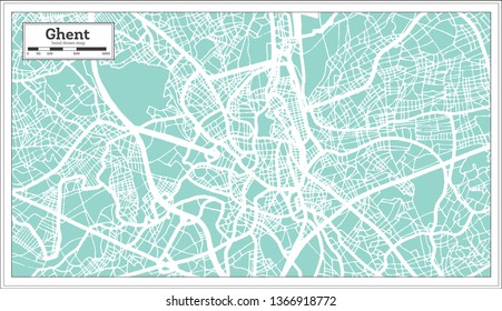 Ghent City Map Retro Style Outline Stock Illustration 1366918772