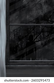 Ghost standing outside the window