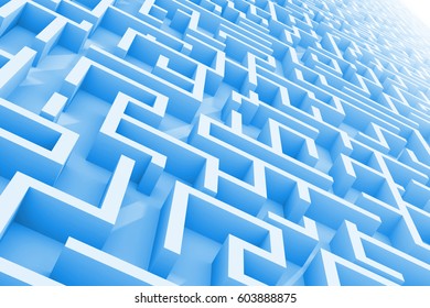 Giant Blue Maze Structure (3d Illustration)