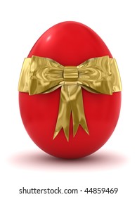 Giant Easter Egg With Golden Bow On It