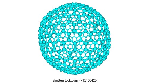 Giant fullerene molecule C720, carbon allotrope. 3d illustration