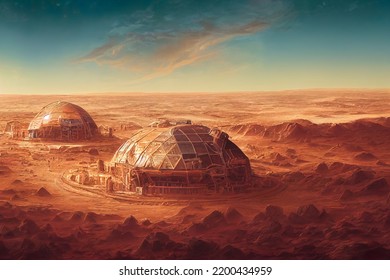 Giant Futuristic Dome City On Mars