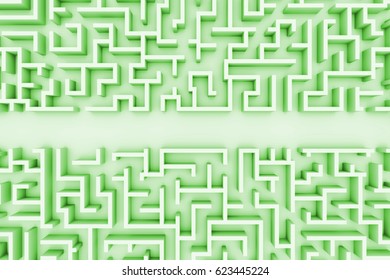 Giant Green Maze Structure, With A Path Maze Through Structure (3d Illustration) 