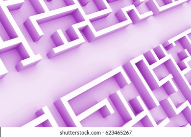 Giant Purple Maze Structure, With An Easy Path Maze Through The Labyrinth Structure (3d Illustration) 