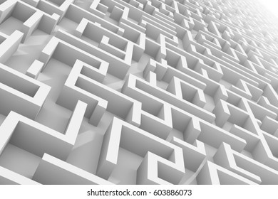 Giant White Maze Structure (3d Illustration)