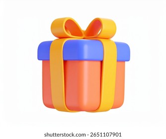 gift box 3d rendering isolated on white background cartoon plastic style icon