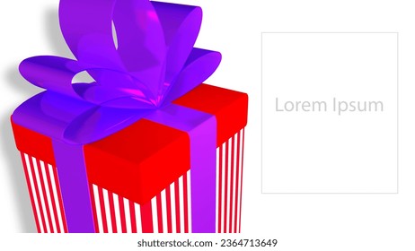 Gift in a box with a bow 3 d illustration for New Year, Christmas, birthday
