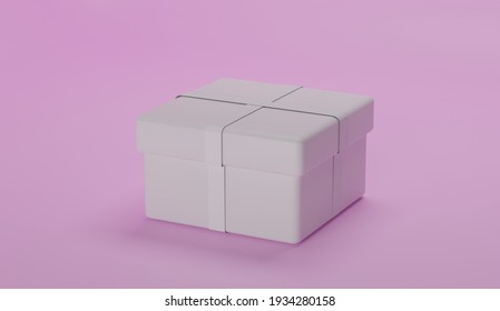 Gift box design front view - 3D illustration rendering