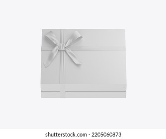 Gift Box Mockup With Bow Mockup. 3D Render