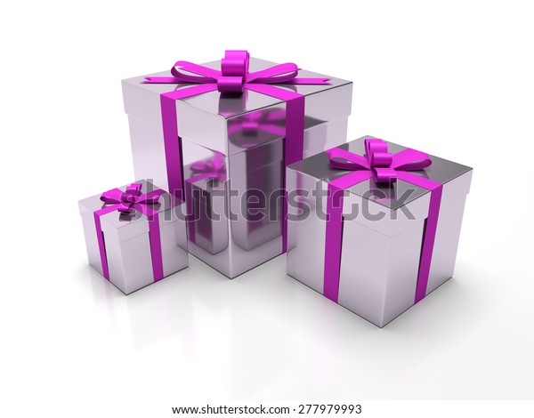 Gift Box Set Three Purple Gift Stock Illustration 277979993