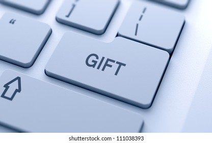 Gift button on keyboard with soft focus