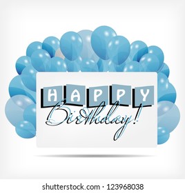 Gift card with balloons  Raster version illustration