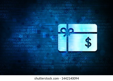 Gift Card Dollar Sign Icon Isolated On Abstract Blue Background Illustration Design