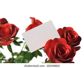 Gift Card Representing Empty Space And Roses