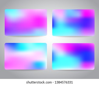 Gift cards or discount cards or credit card set with neon holographic design background. Electronics computer technology, optics store discount voucher, coupon or gift cards design - Powered by Shutterstock