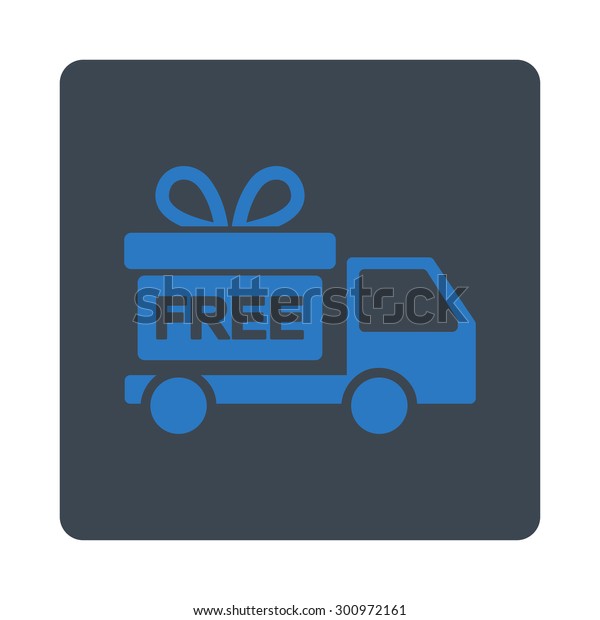 Gift delivery icon.\
Glyph style is smooth blue colors, flat rounded square button on a\
white background.