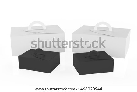 gift packaging box with handle mock up for cake paperboard packaging container template for muck up.  3d illustration