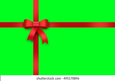 Gift, Red Ribbon, Red Loop, Bow - Green Scree