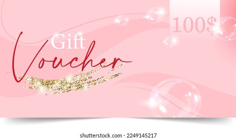 Gift voucher with bubbles on pink background - Powered by Shutterstock